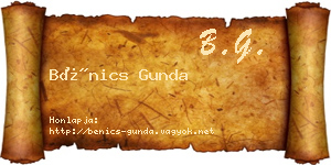 Bénics Gunda névjegykártya